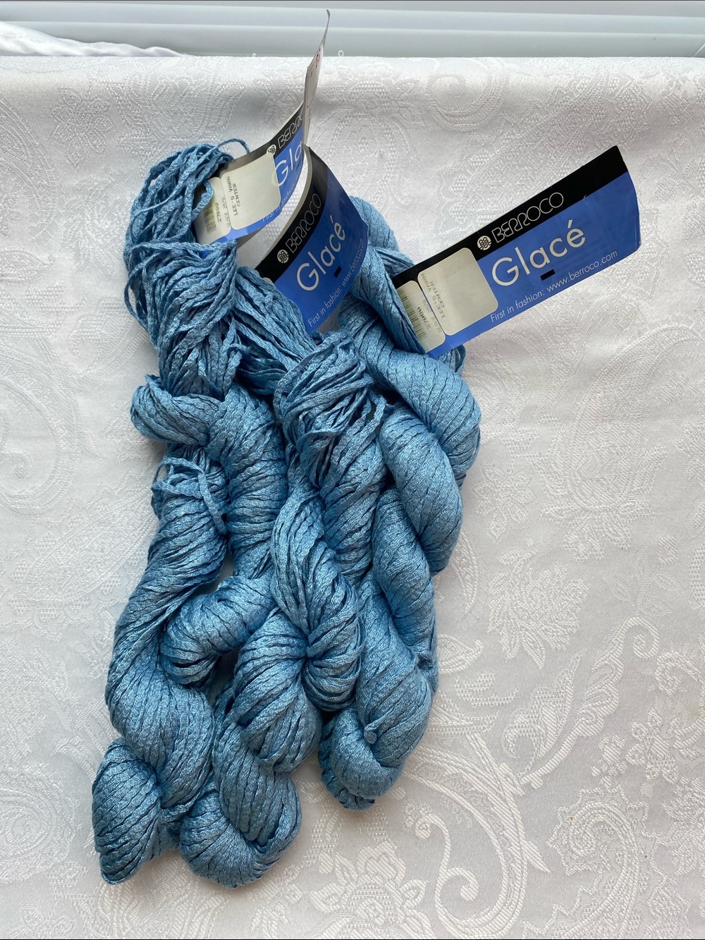 3 Hanks new discontinued Berroco Glacé color #2578 all the same dye lot